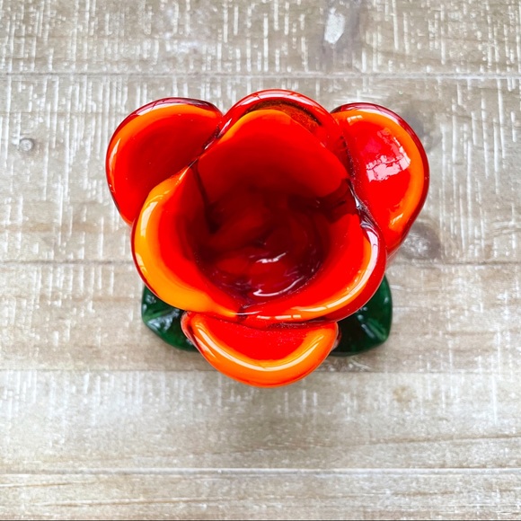 VTG Glass Art Rose Votive - Picture 4 of 4